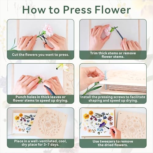 TTUGTTUG Large Flower Press Kit, 15.7" x 11.8" Wooden Pressed Flowers