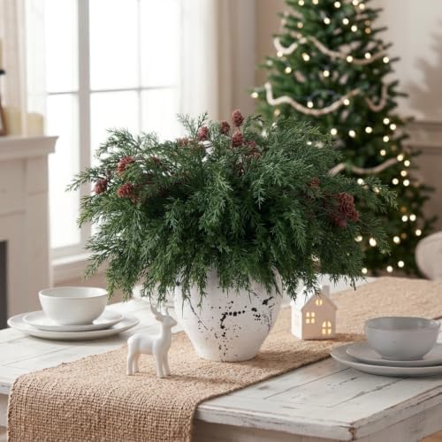 Faux Cedar Stems Artificial Norfolk Pine Branches for Christmas Decor