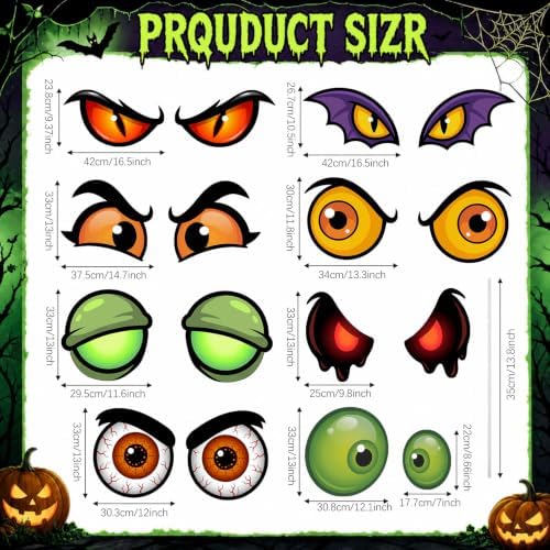Junkin 16 Pcs Big Halloween Bush Eyes, 8 Pairs Monster Eyes Yard Decoration