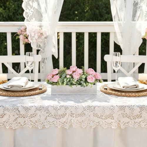 Artificial Flowers in Wood Box, Centerpieces for Tables Farmhouse Decor