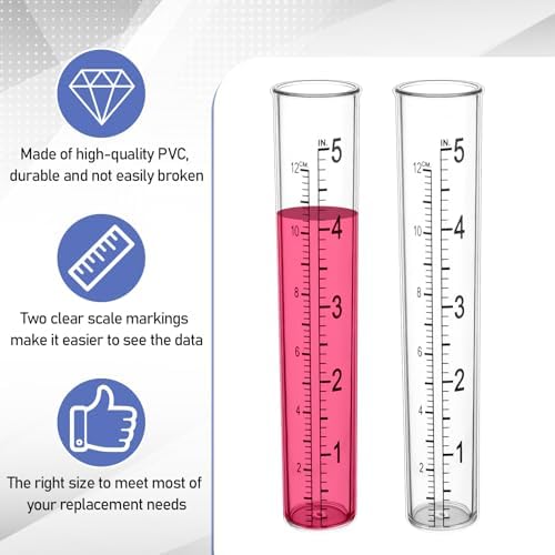 4 Pcs Rain Gauge Replacement Tube, 5 Inch Plastic Rain Gauges for Yard Garden Outdoor Lawn Home