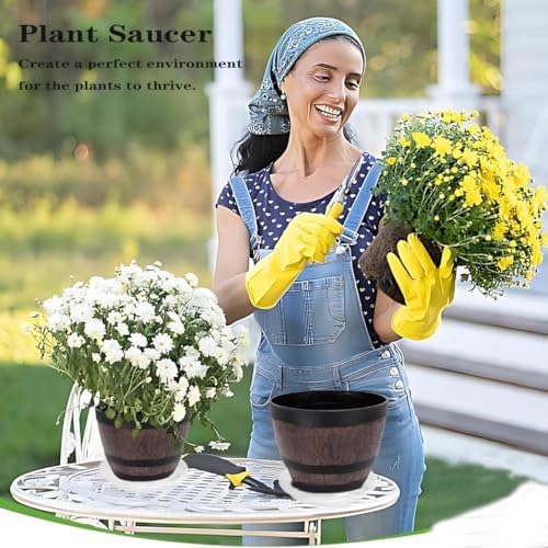 2 Pack of 19 inch Clear Plant Saucer, Large Plant Tray, Heavy Sturdy Plant Drainage Tray for Indoors, Bird Bath Bowls, Sturdy 18 inch Plastic Pot Tray for Planter