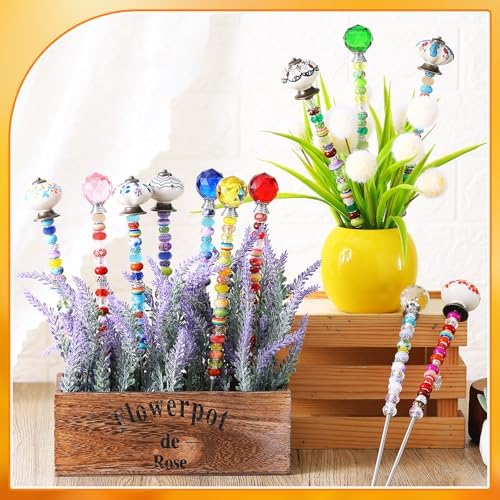 Hicarer 248 Pcs Fall DIY Fairy Wand Beaded Stakes Kit for Garden Craft