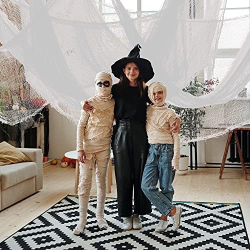 Alpurple 6 PCS Halloween White Creepy Cloth, 30 x 72 Inch Scary Spooky Fabric Cloth, Freaky Loose Weave Creepy Gauze for Halloween Haunted House Party Decoration