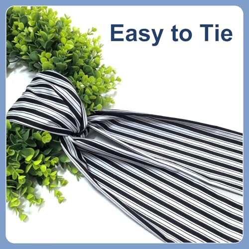 Wreath Sash for Front Door, 5.1'' x 59''(Black and White Stripe)