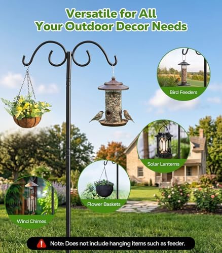 MoKo Double Shepherds Hooks, 88 in Bird Feeder Pole 0.9 InThick, 2 Pack