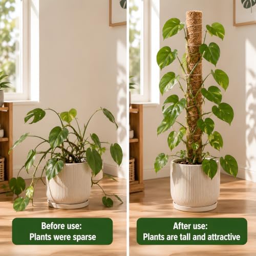 4 Pcs 15in Stackable Support，Moss Poles for Climbing Plants