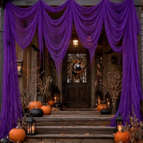 600 x 80 in Halloween Creepy Cloth for Yard and Outdoor Decorations, Purple