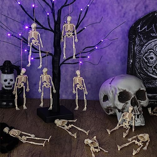 Sintuff 40 Pcs Halloween Skeleton Decor Plastic Mini Skull Figurines