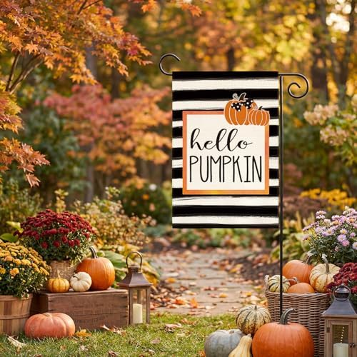 AVOIN colorlife Hello Pumpkin Fall Garden Flag 12x18 Inch