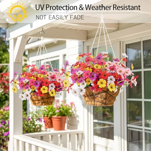 MACTING 6 Bundles Artificial Flowers for Outdoors, UV Resistant Faux Plants