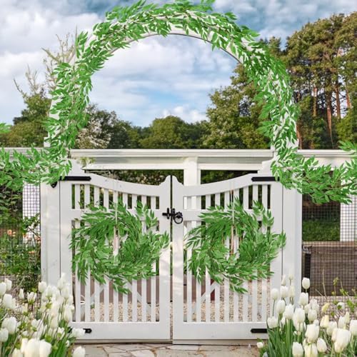 RECUTMS Artificial Silk Willow Leaves Twig Garland 2Pc 6Ft Light Green Vine