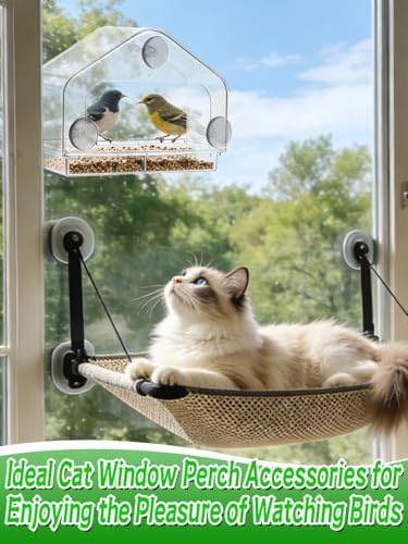 MEWTOGO Outdoor Window Bird Feeder for Cats Viewing, Large