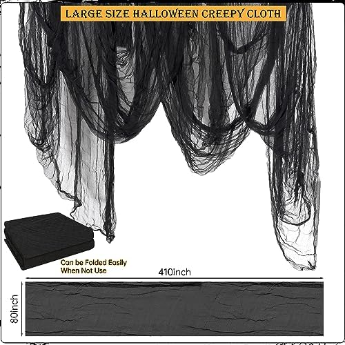 410 x 80 in Halloween Creepy Cloth for Yard and Outdoor Decorations,Black