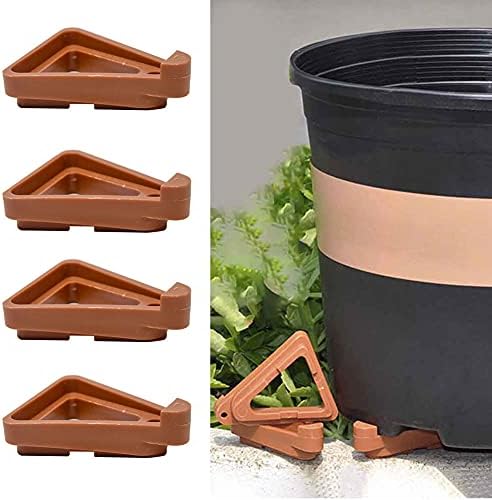 24pcs Plant Pot Feet, Invisible Flower Pot Risers, Pot Lifters Support, Triangle Feet Lifter, Terra Cotta Pot Toes for Indoor Outdoor Planters & Gardening Plant Container (Orange)