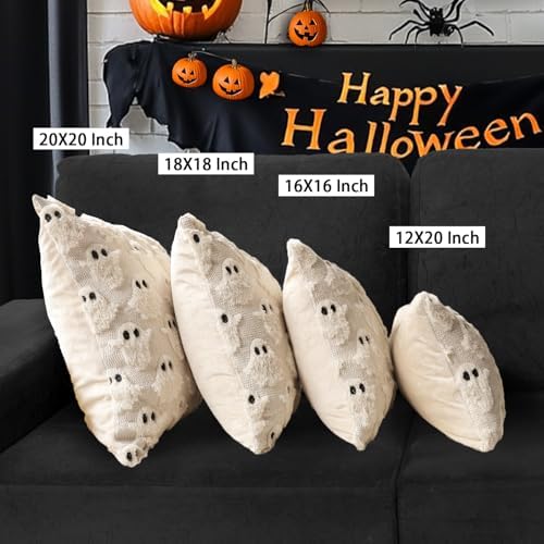 Halloween Pillow Covers 16x16 Set of 2 Beige Ghost Farmhouse Home Decor