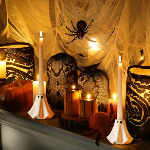 Conelist 2 Pcs Halloween Ghost Candle Holders Ceramic