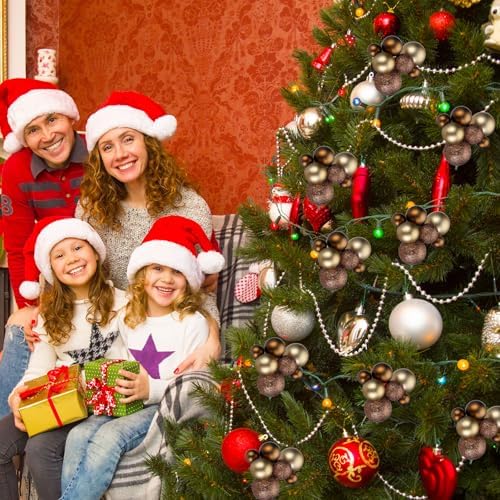 Daifunli 8 Pcs Brown and Gold Christmas Tree Picks 7.87 Inch Christmas Balls Ornaments Xmas Hanging Decorations for Xmas Tree Topper DIY Wreath Holiday Floral Vase Fillers Crafts Home Decor