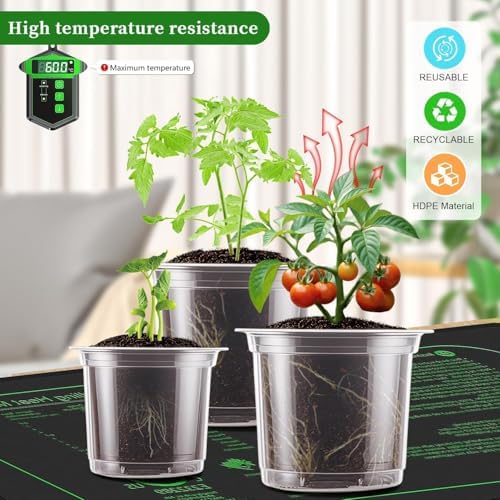 SupKing Clear Nursery Pots 5/4/3.5 Inch Plastic Seed Starter Plant Flower Pot with Drainage Holes for Transplanting Succulents Cuttings Seedlings 15 Labels (12Pcs)