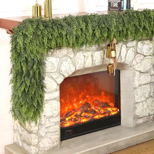 Lifelike Touch Artificial Cedar Garland for Christmas Decor(6 FT,2 PCS)