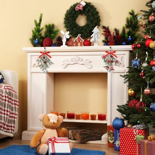 Giegxin 2 Piece Christmas Mistletoe Ornament,Color Style,Red
