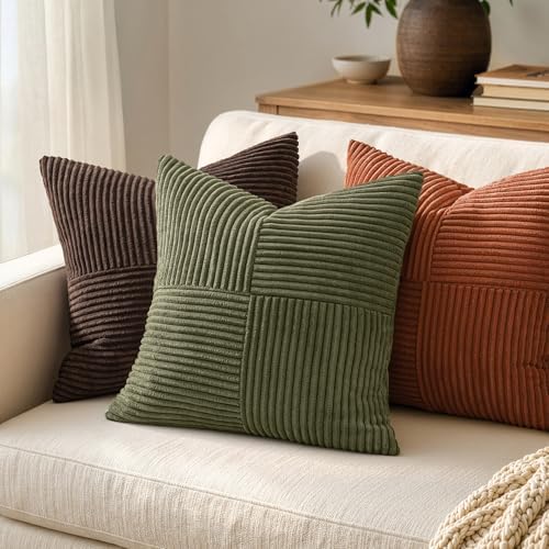 MIULEE Olive Green Decorative Throw Pillow Covers for Couch 18x18 Inch