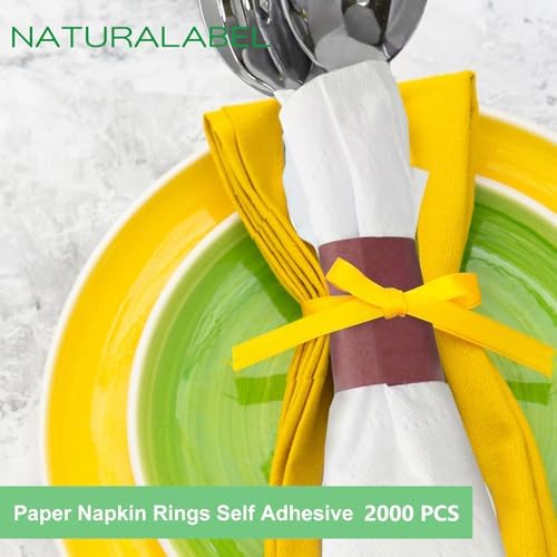 NATURALABEL Self-Adhesive Napkin Bands, Pack of 2,000, Burgundy