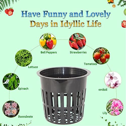 30 Pack 4 Inch Net Pots, Lightweight Slotted Mesh Net Cups for Hydroponics, Economy Hydroponic Pots for Indoor Outdoor Growing