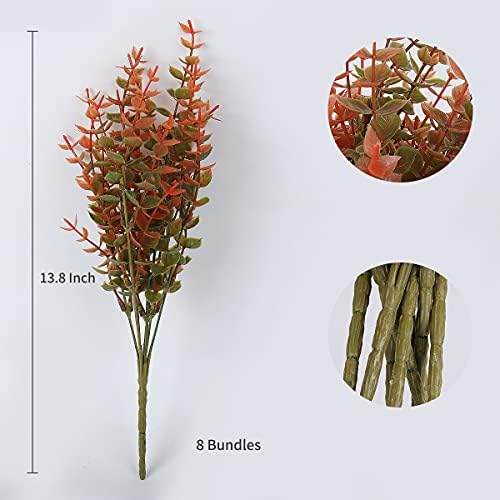 RECUTMS 8 Bundles Artificial Fall Mums Flowers No Fade Faux Autumn Plants