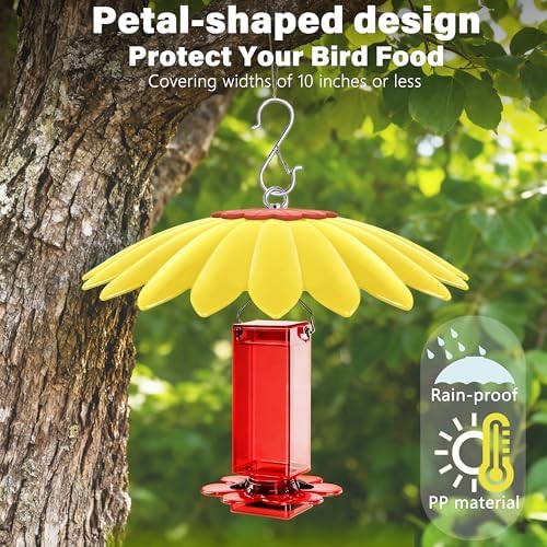 13.5 inch Bird Feeder Rain Guard,Hummingbird Feeder Shade Dome Cover,Umbrella Cover for Bird House for Outdoor,Squirrel Baffle,2 Pack(Red,Yellow)
