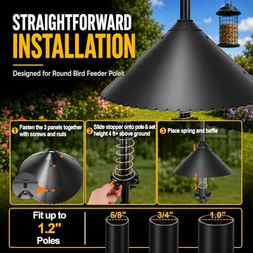 eWonLife 19 inch Metal Squirrel Baffle for Bird Feeder Pole