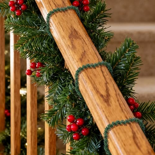 50' Christmas Artificial Pine Wire Garlands, Flexible Greenery Roping Ties