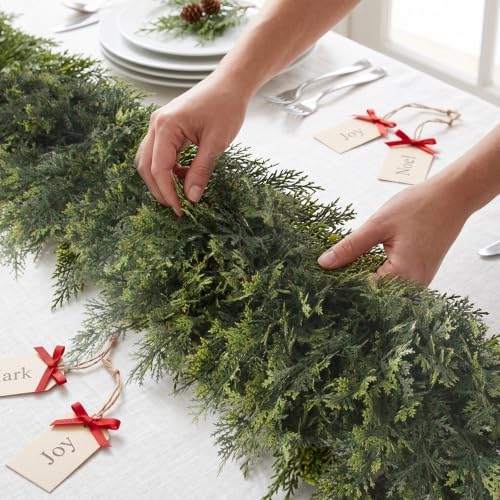 Hananona 9 FT Christmas Garland, 2 Pcs Real Touch Cedar Garlands