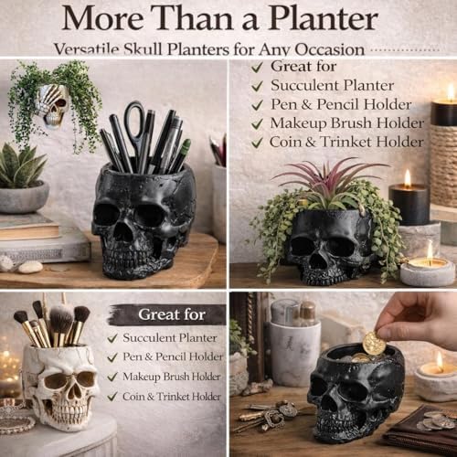 Resin Gothic Skeleton Air Plant Planter for Tilandsia(7'' No.3)