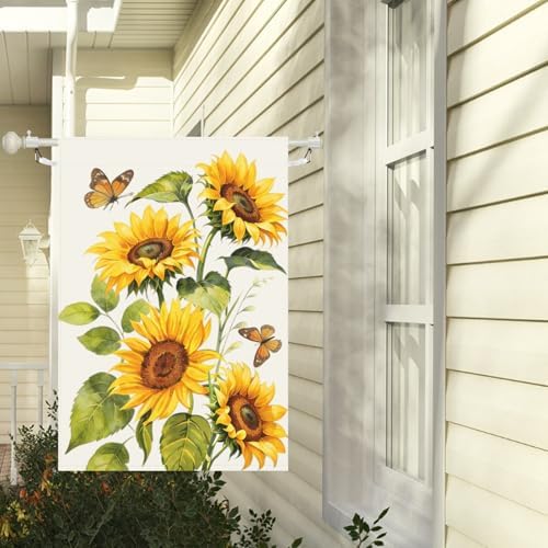 Summer Sunflower Garden Flag 28 x 40 Inch Double Sided Spring Yellow Flower Yard Flags Large Size Floral Summer Seasonal Outdoor Decor Farmhouse Small Flag for Lawn Outside