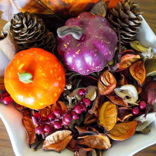 Fall Potpourri Bag with Pumpkin,Cinnamon Scented Dried Flowers,8.4 oz