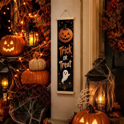 Happy Halloween Banner, Trick or Treat Canvas Decor for Home and Office