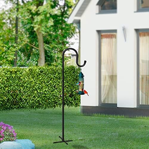 5-Prong Shepherd Hooks for Outdoor 2 Pack Heavy Duty Iron Garden Hooks for Hanging Plants, Bird Feeders, Lanterns, Solar Lights, and Wedding Decor – Rust-Resistant, Adjustable, Easy to Install 48 Inch