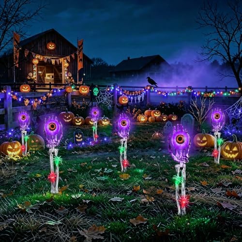 Halloween Skeleton Hands Decorations, 2 Pack Halloween Decorations Outdoor