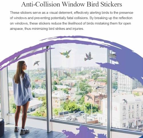 Anti Collision Window Bird Stickers Decals Glass Door Protect and Save Bird Strikes (Reflective)