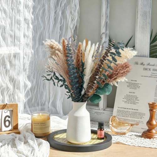 275 PCS Mixed Dried Eucalyptus Stems & Lavender Flowers with Pampas Grass, Bunny Tails, Preserved Eucalyptus, Dried Flower Bouquet for Vase, Boho Wedding, Home, Bathroom & Rustic Decor