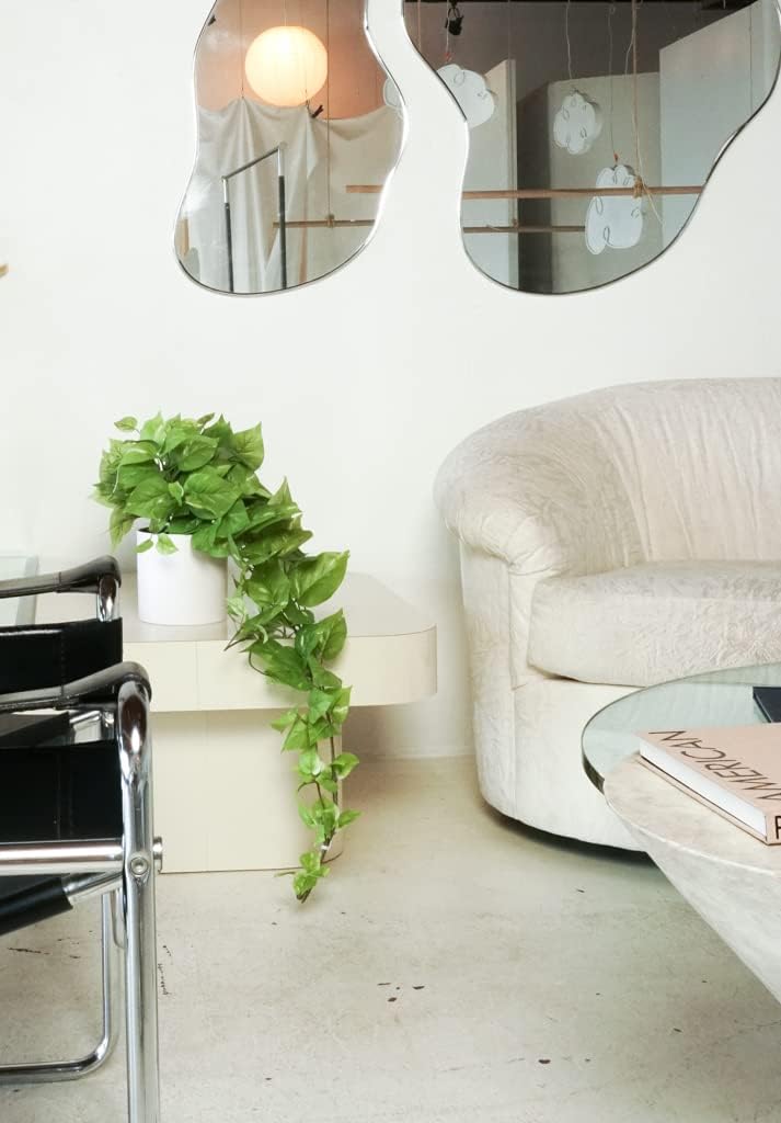 Retrograde 32" Fake Plant, Silk Faux Pothos Ivy Plant (Light Green) | Removable Pot Included, Realistic Silk Fake