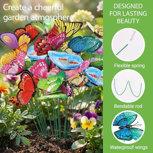 30PCS Butterfly Decorations Outdoor Butterfly Garden Picks for Garden Decor