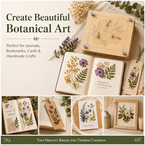 MeRGBWLife Flower Press - 11"x11" Wooden 10 Layer Flower Press Kit for Crafts Pressed Flowers & Plant Press, Scrapbooking, Bookmark Making, Wedding Bouquet Preservation, Dried Flowers