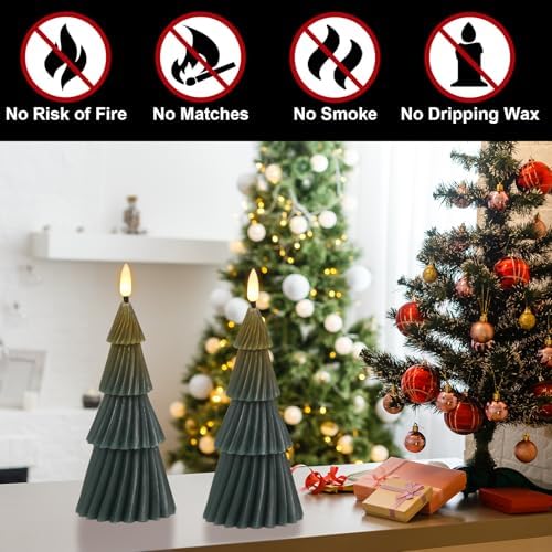 Eldnacele Christmas Tree Flameless Candles Battery Operated with Timer