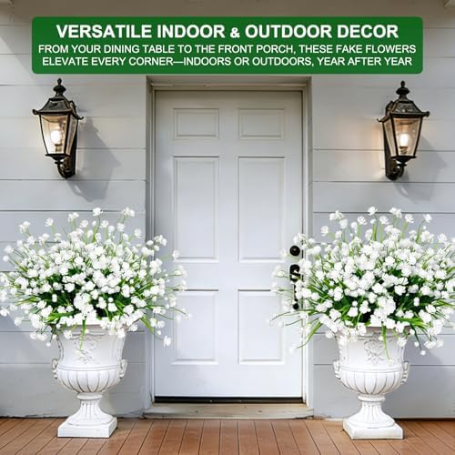 TURNMEON 12 Bundles Artificial Flowers for Outdoors Summer Decor