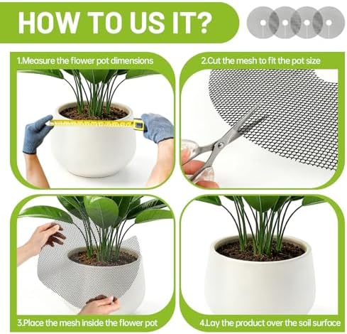6 Pcs 11.8 Inch Plant Pot Protectors Grids, Cuttable Round Plant Cover Protector Indoor Plants from Animals, Pot Soil Guard for Garden Flower Potted Plants