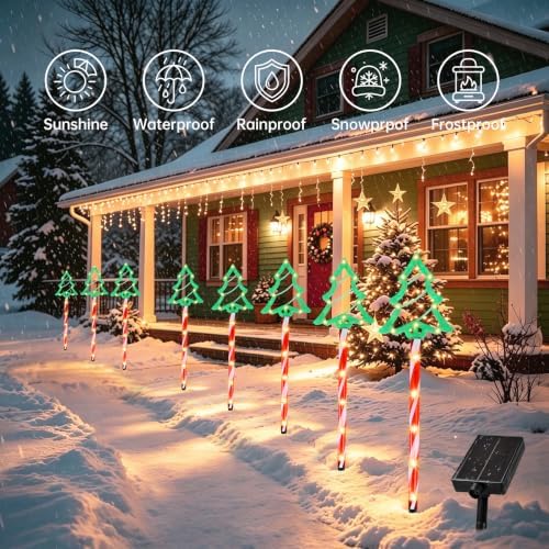 Solar Christmas Tree Pathway Lights Outdoor, 20 Pack Tree Candy Cane Lights