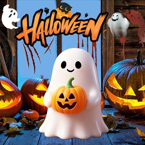 Halloween Ghost Figurine Funny Pumpkin Ghost Statue Ghost Decoration Holding for Gift Props Tabletop Home Decor Best Gifts for Anniversary Weddings