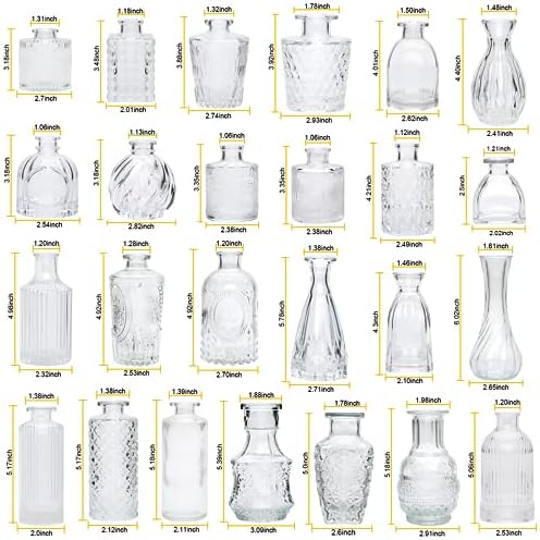 Small Glass Vases for Flowers, 32pcs Clear Mini Bud Vases in Bulk